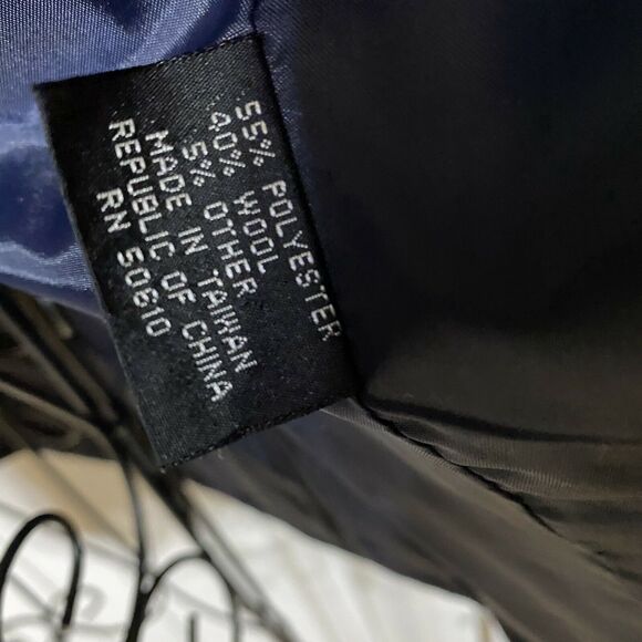 VTG SASSON Deep Navy Wool Blend Blazer Velvet Collar Single Breasted Sz 12/13 - Picture 7 of 10